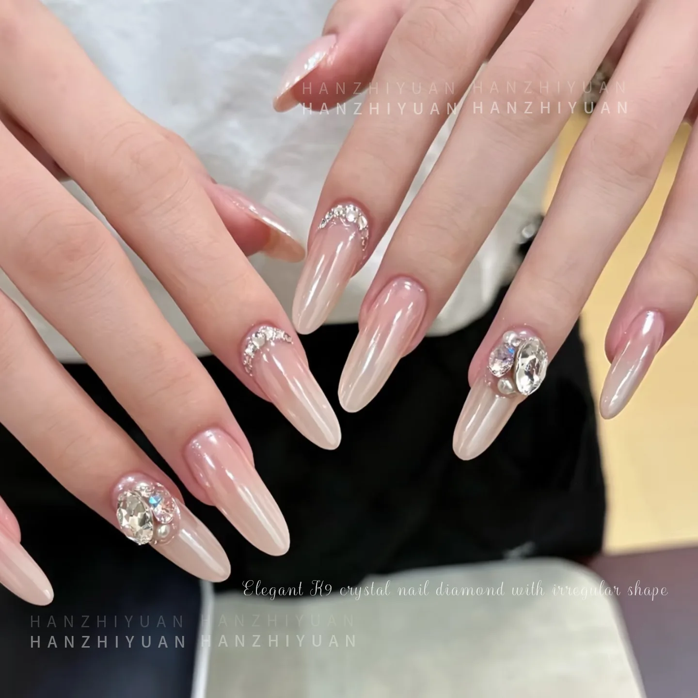 10Pcs K9 Clear Nail Crystal Decoration Sparkling Ellipse Pigeon Egg Multi Cut Pointed Bottom Nail Pile Diamond Accessories