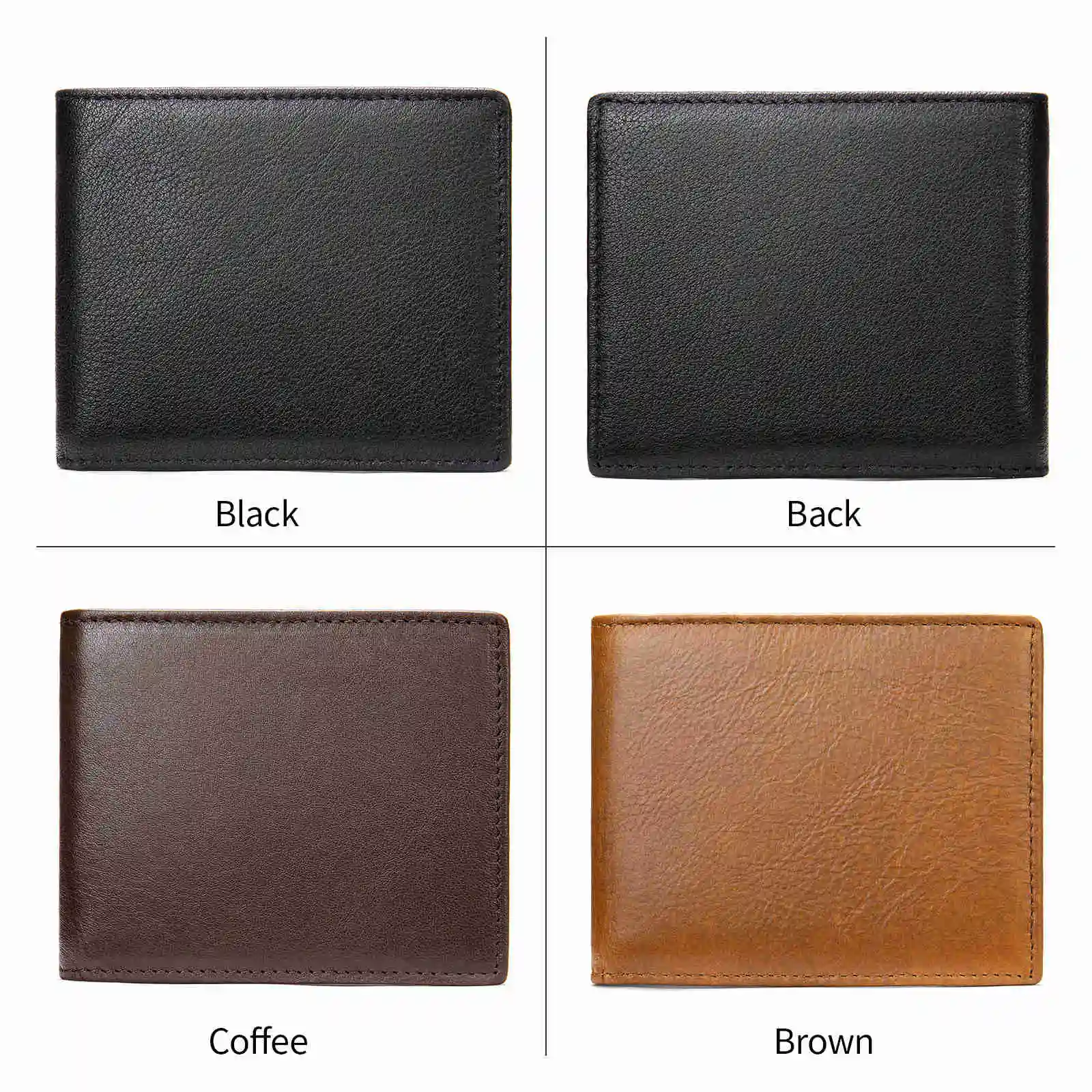 Wallet Leather Men Simple Slim Cow Credit Card Skin Holders Airtag For Purse Short Father's Day 6092-