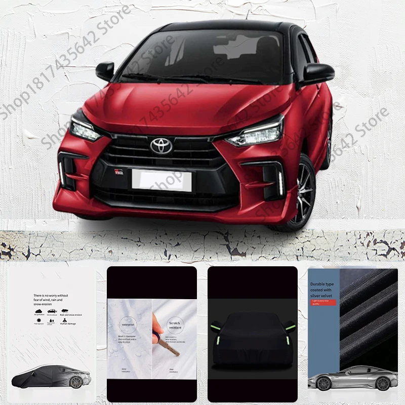 

For Toyota Agya Anti-UV Sun Shade Rain Snow Resistant Black Cover Dustproof Car umbrella Full Car Cover Outdoor Protection