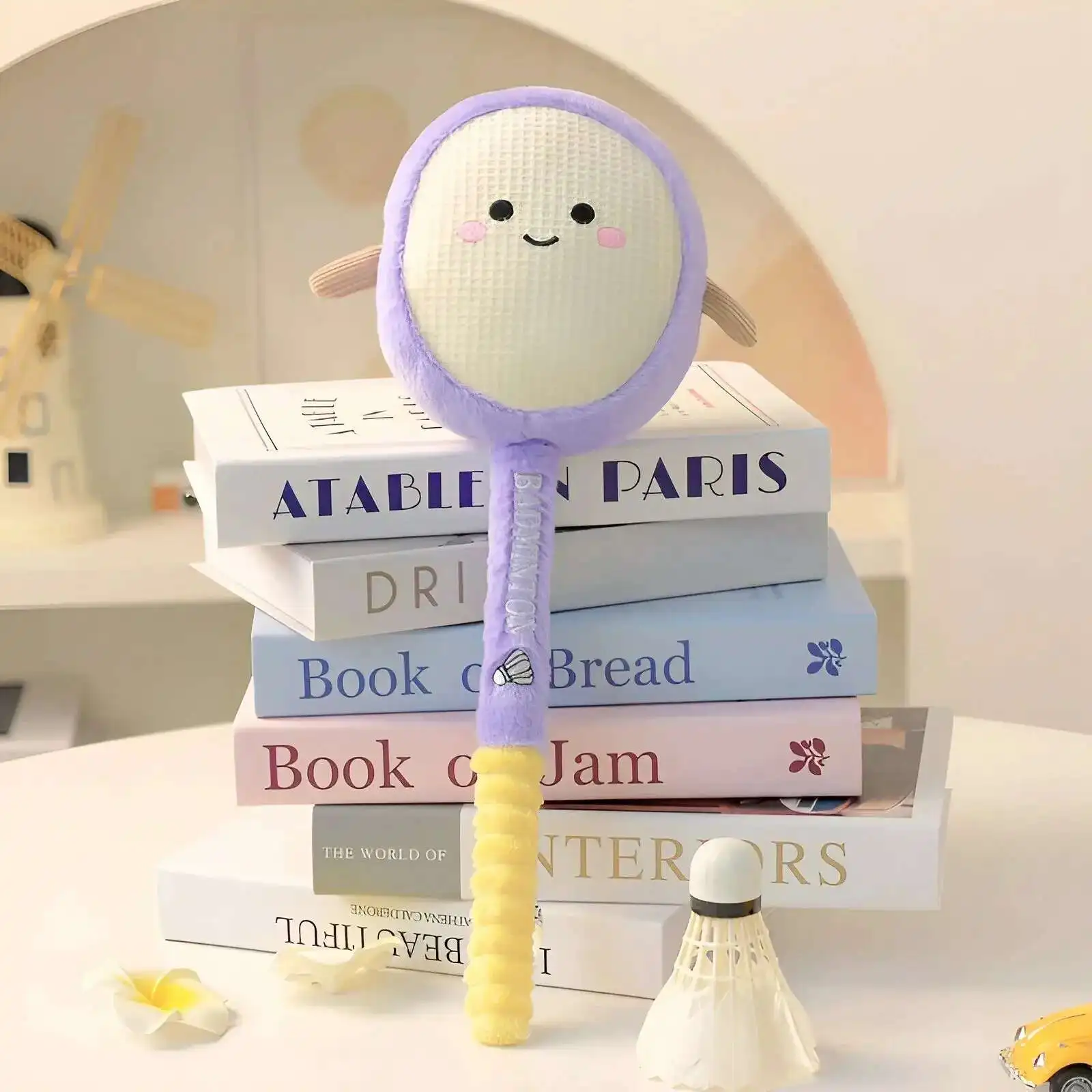 Raquette de Badminton en peluche de 38CM, jouet mignon, équipement de sport pour la vie réelle, poupée en peluche douce, décoration de la maison, cadeau Souvenir Kawaii