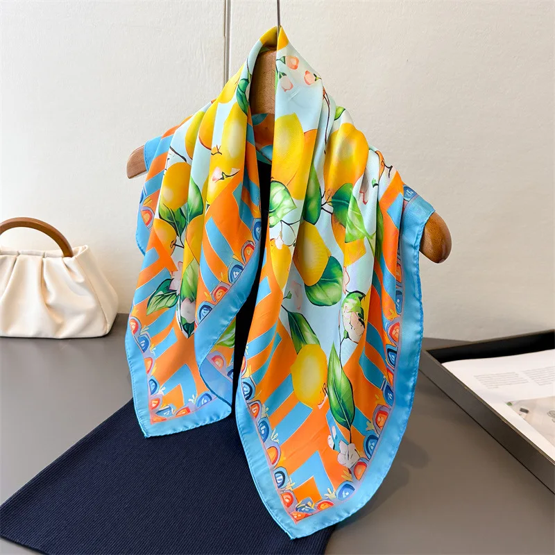 

2026 новый квадратный шарф с принтом, женский роскошный мягкий атласный платок, женская декоративная бандана, шейный платок, платок, хиджаб