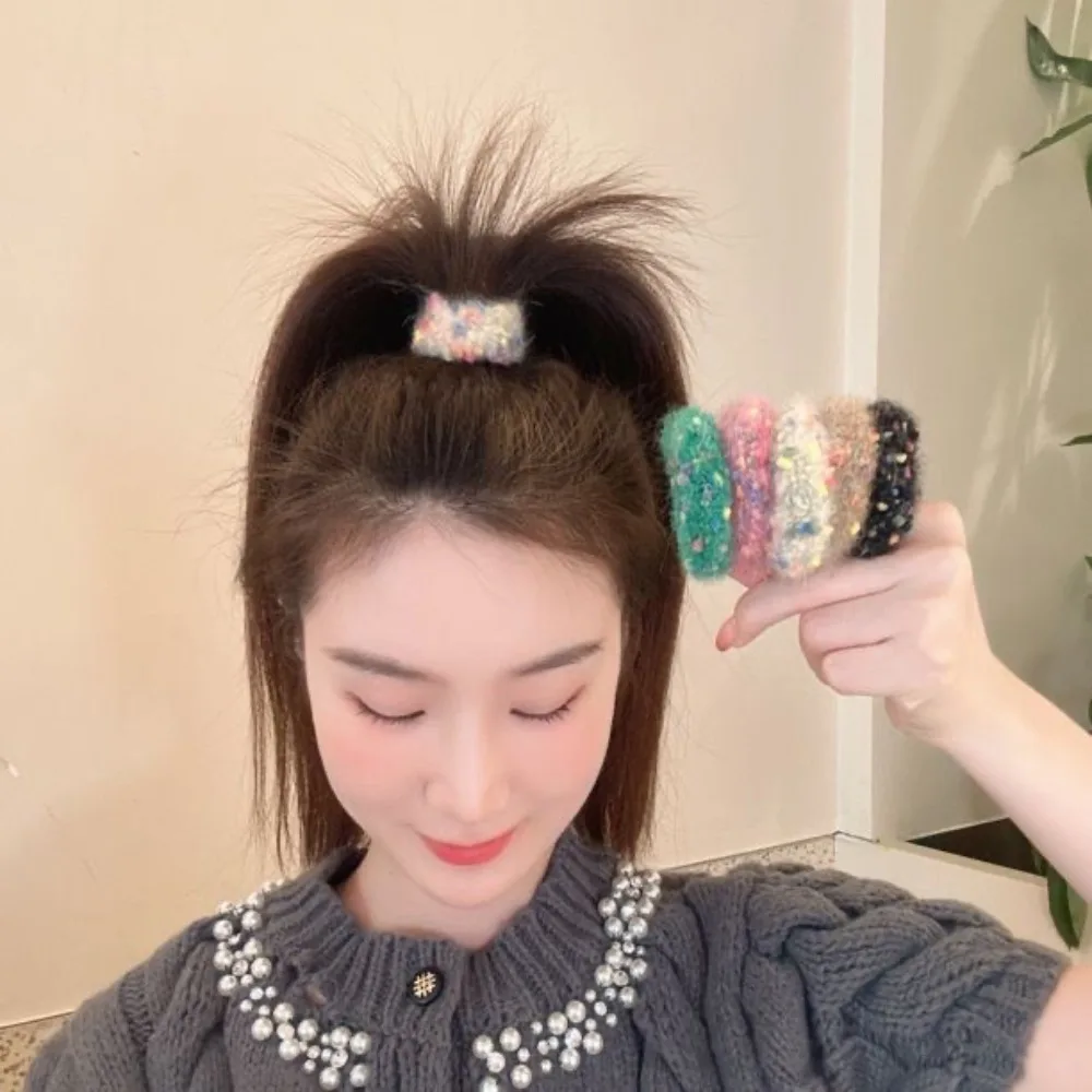 الملونة نقطة أفخم الشعر حلقة عالية مرونة سميكة ذيل حصان حامل التعادل الشعر لا ضرر لينة المخملية عقال النساء فتاة الشعر التبعي #5