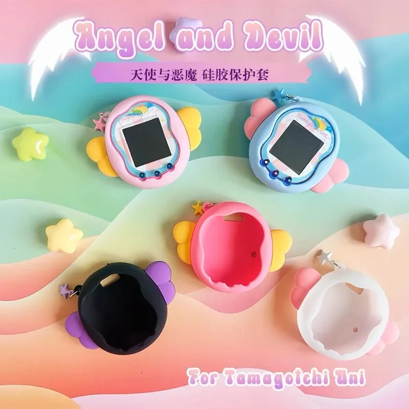 Tamagotchi Anjo Eletrônico e Diabo Silicone Capa Protetora, Soft Anti Drop Pendant, Item Único, Presentes para Crianças, Uni