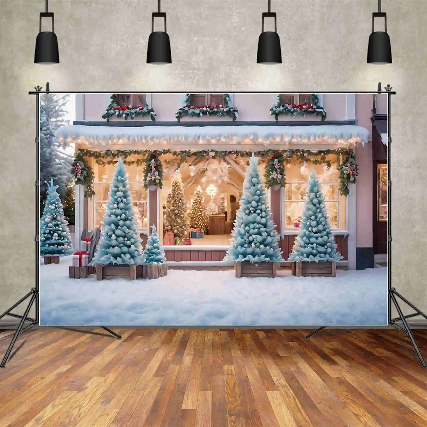MOON.QG-Arrière-Plan de Photographie pour Enfant, Décoration d'Arbres de Noël, Boutique de Cadeaux de Noël 2025