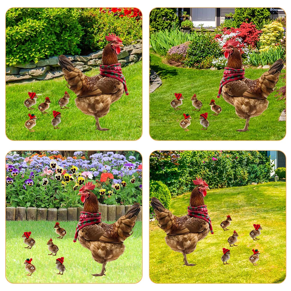 

1Set Delicate Iron Chicken Yard Decor Double Sided Garden Stakes for Natural Breath and Vigor Chicken Yard Decor