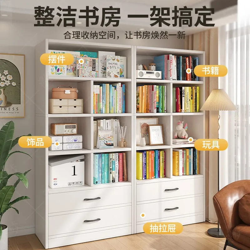 Bookshelves Floor-to-ceiling shelves Integrated against the wall Library