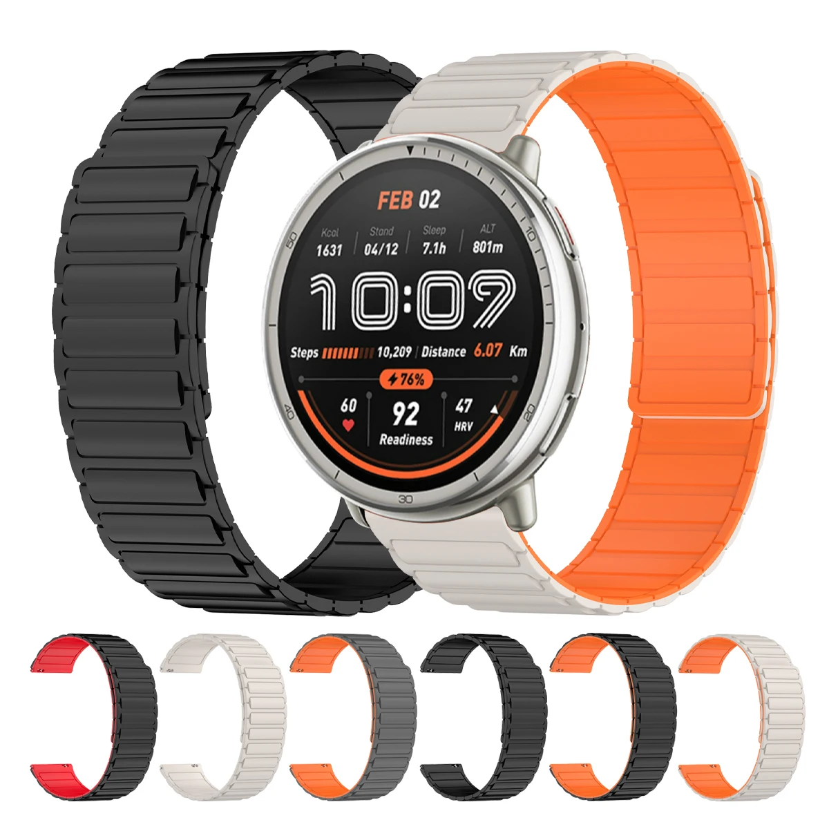 Amazfit Bip 6/5用22mmマグネット式ストラップ、Amazfit BALANCE/GTR 4/3 Pro/GTR 47mm/GTR 2e用シリコンバンド、スポーツウォッチバンド