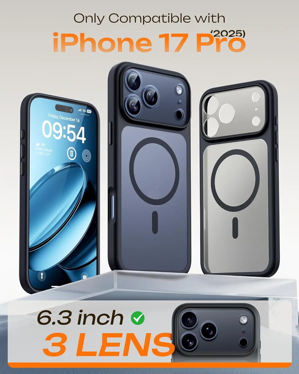 

for iPhone 17 Pro Max Case Magnetic,[Full Camera Protection] [Compatible with Magsafe] Anti-Fingerprint Translucent Matte Smooth