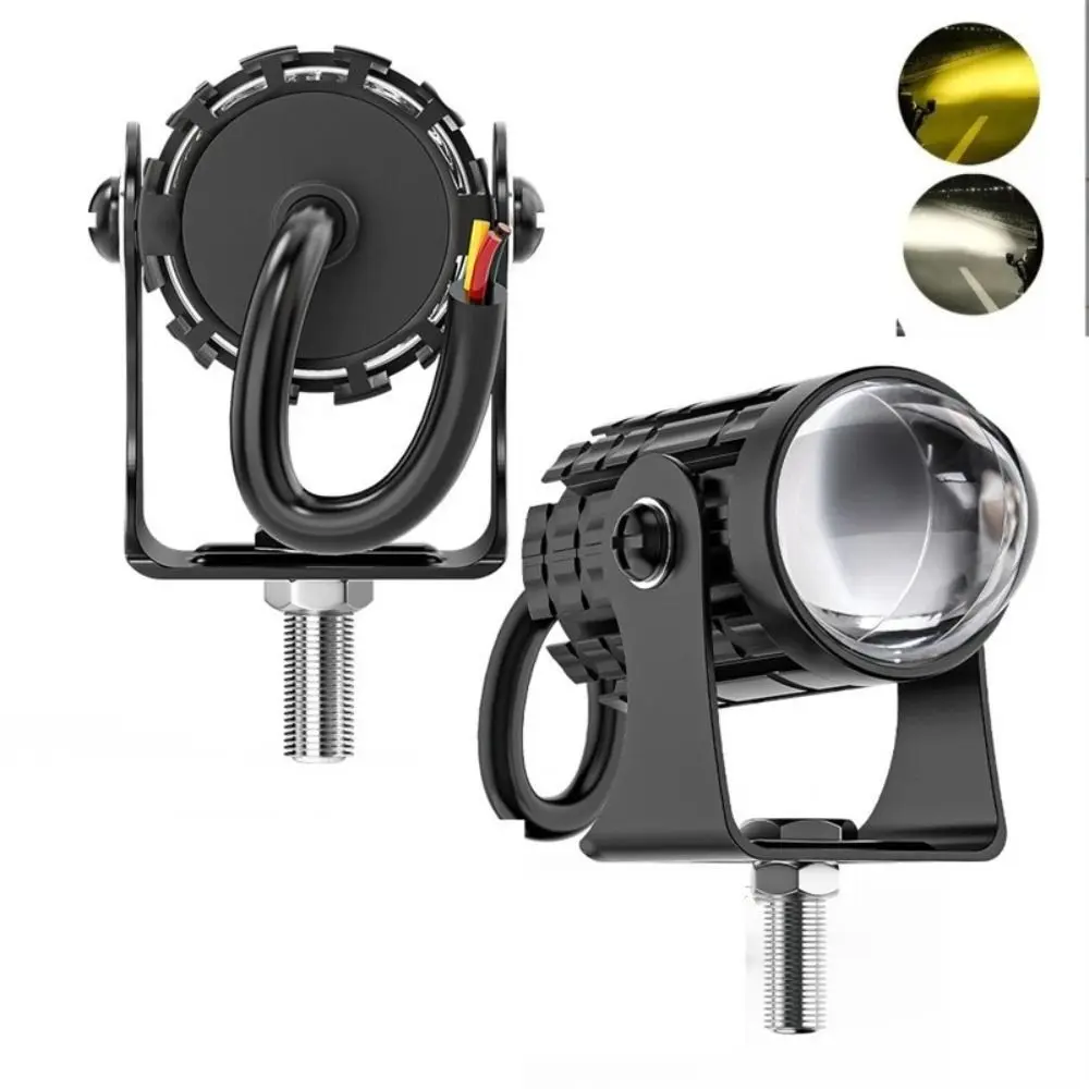 Aluminium Alloy Motorcycle LED Headlight Super Bright Waterproof Auxiliary Spotlight Lamp Dual Color Car Boat Spotlight