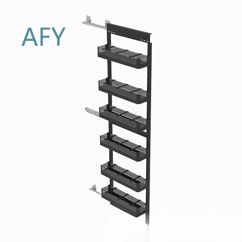 Side Pull Basket Cabinet for Refrigerator Extremely Narrow Side Storage Shelf Pull Out Deep Cabinet High Capacity Narrow Slot