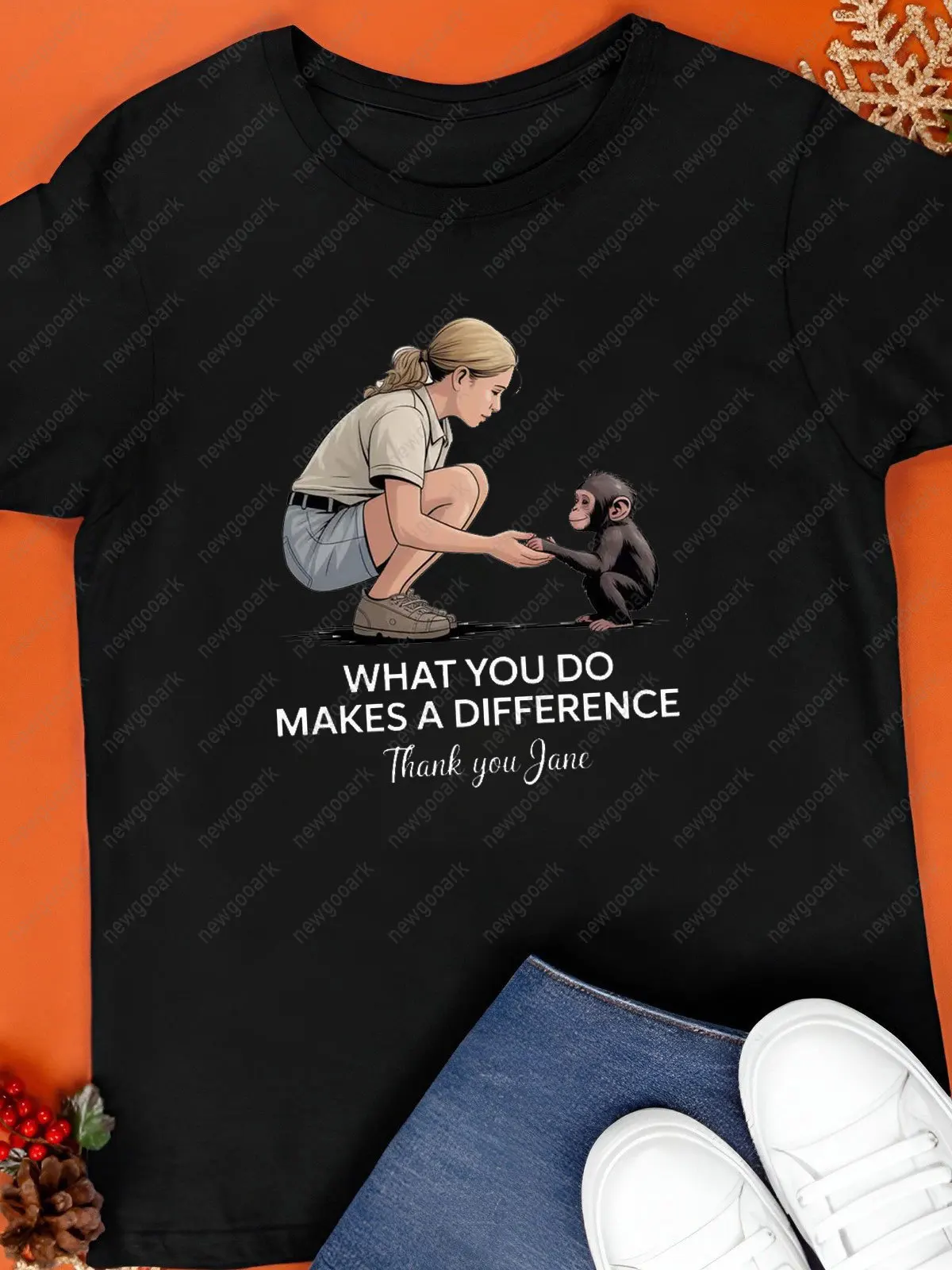 Jane Goodall Graphic T Shirt Tribute To Wildlife Conservation Activism Woman Man Cotton Short-sleev Thank You for Your Memories.