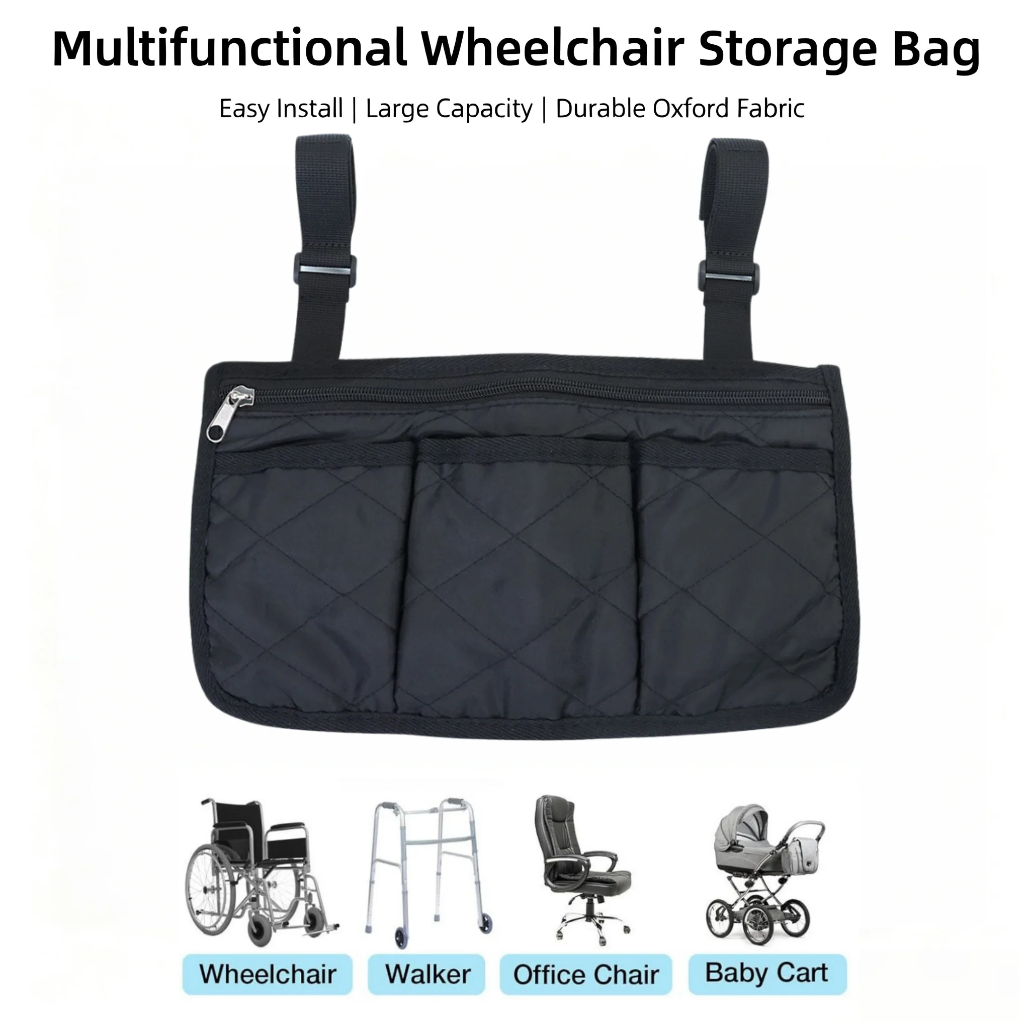 Multifunctional Portable Wheelchair Armrest Side Storage Bag for Storing Mobile Phone And Necessities