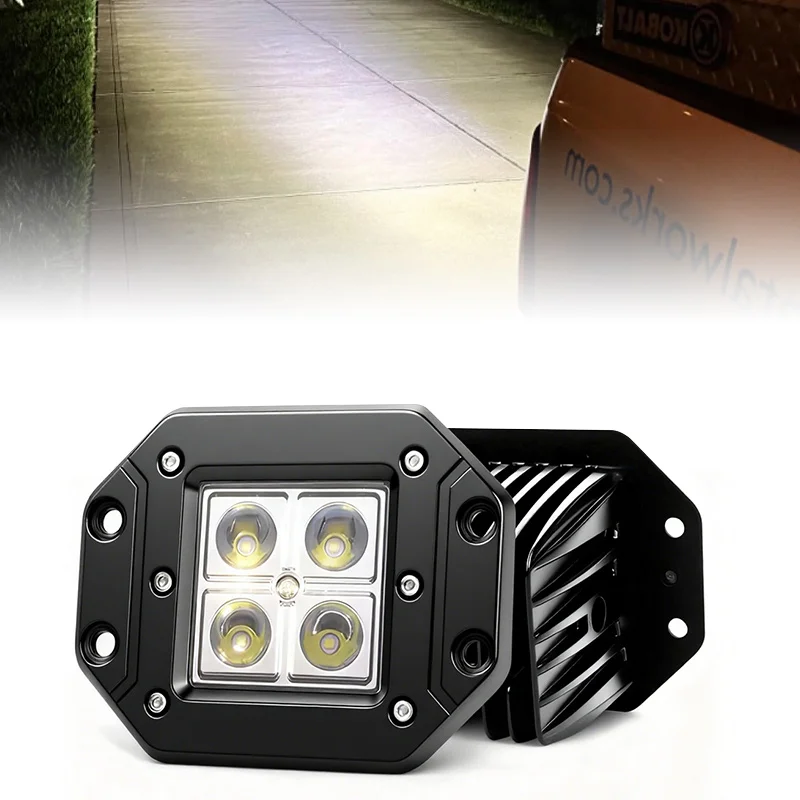 

5 Inch Flush Mount LED Pods Lights 12W Spot Flood Combo LED Light Bar Offroad Driving Fog Lights LED Work Lights for SUV UTV 4WD