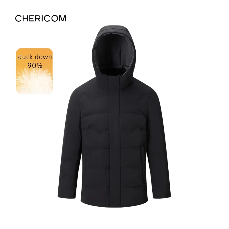 

Мужской пуховик Chericom, белый утиный пух с капюшоном, деловые ветрозащитные универсальные утолщенные легкие пальто обычного кроя Y298655Y