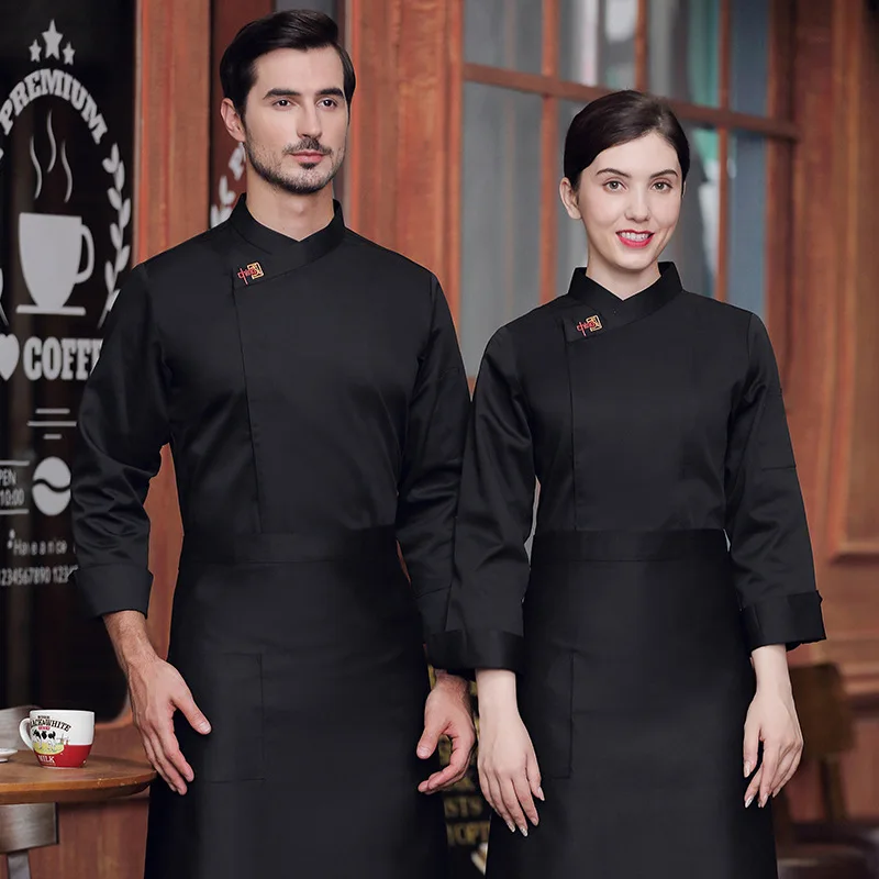 เชฟโรงแรม Overalls แขนยาวฤดูใบไม้ร่วงและฤดูหนาวเสื้อผ้า Dining Canteen Kitchen Breathable ทำงานฤดูร้อนแขนสั้นผู้ชาย An