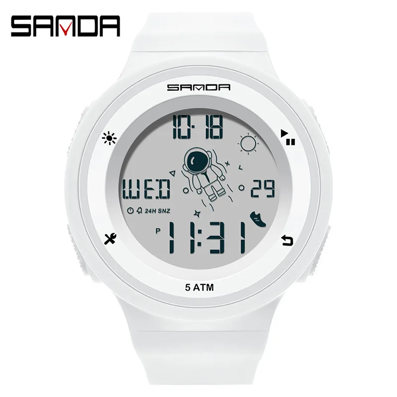 

SANDA 2121 Student Sports Electronic Watch Spaceman Outdoor Teenager Fashion 50M Waterproof Week Luminous Alarm Digital Watches