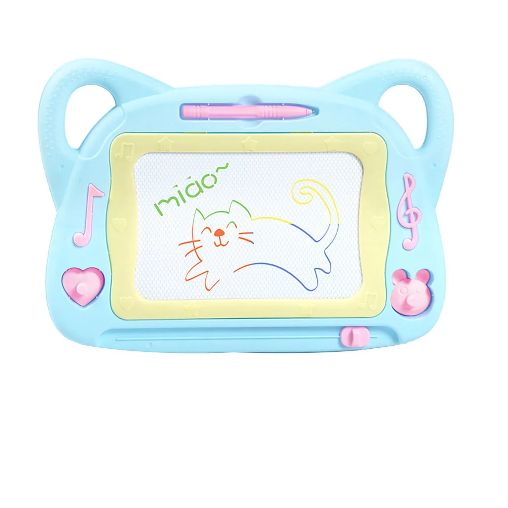 Lavagna magnetica a forma di gatto dei cartoni animati Lavagna blu per doodle Blocco per schizzi Disegno Strumento per l'apprendimento dei graffiti cancellabile per bambini