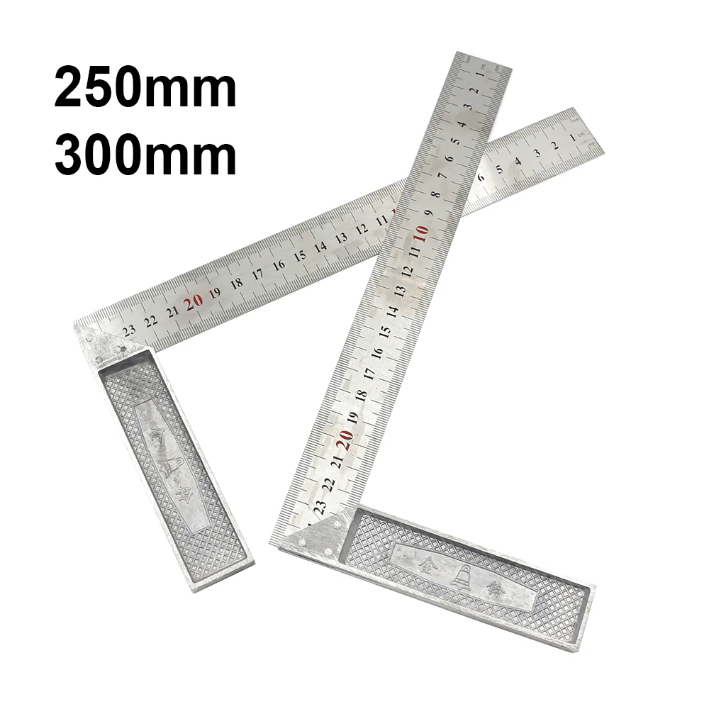 200/250/300mm Aluminum Square Ruler Right Angle 90 Degree Turning Rule Woodworking Measuring Tool Angle Square Carpenter Ruler