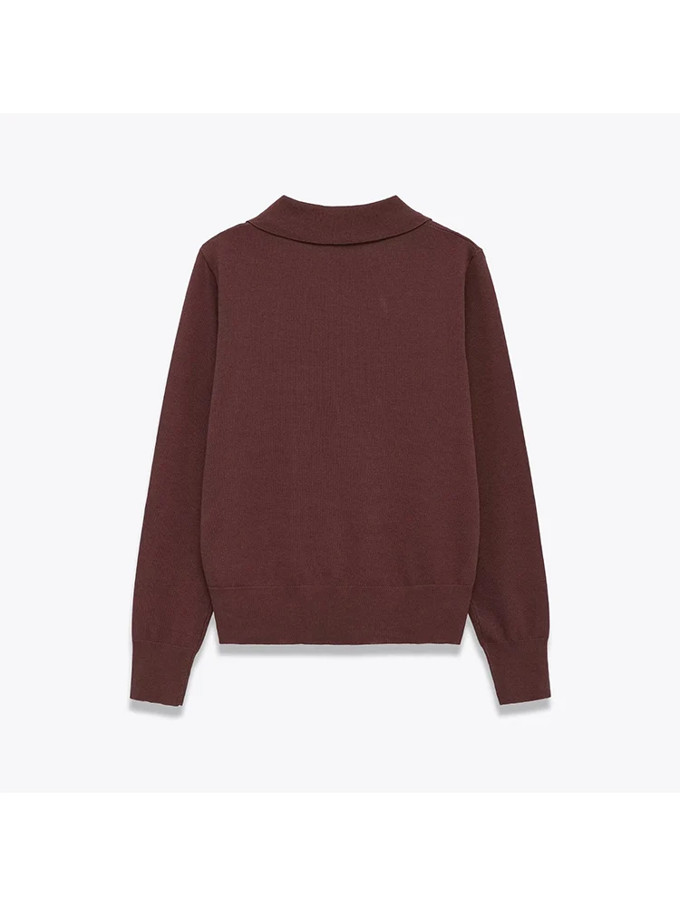 เสื้อสเวตเตอร์แขนยาวสีพื้นสไตล์ยุโรปสำหรับผู้หญิง ดีไซน์เรียบหรู ดูดี มีสไตล์ มีกระเป๋าเดียว