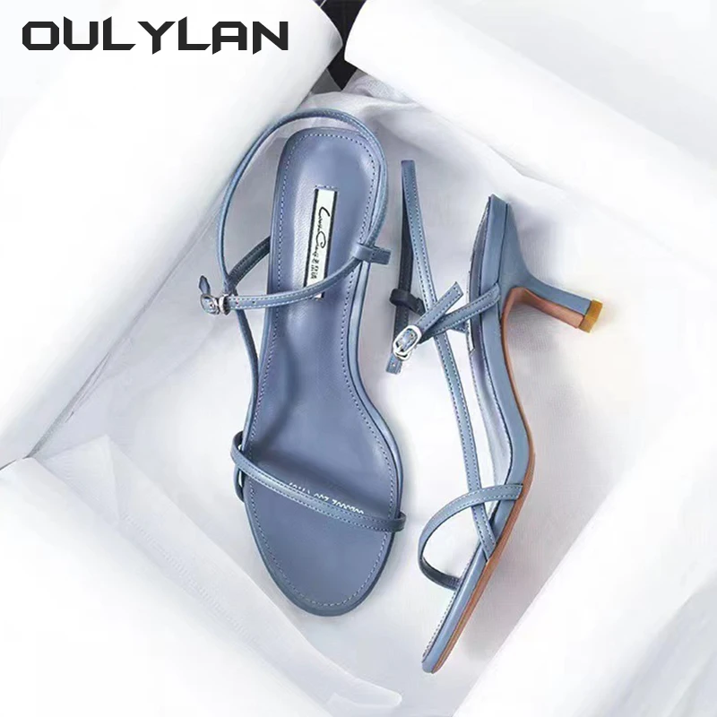 Oulylan  Sandals Open Toe Simple Style Office  Summer 2024 Women Narrow Band Sex High Heels Modern Footwear Lady Sandals