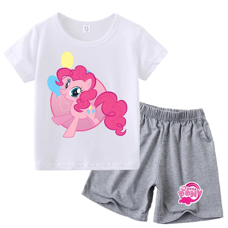 My Little Ponys t-shirt per bambini pantaloni 2 pezzi set Rainbow Dashs Raritys Catnap tute Tees pantaloni abiti bambini regali di compleanno