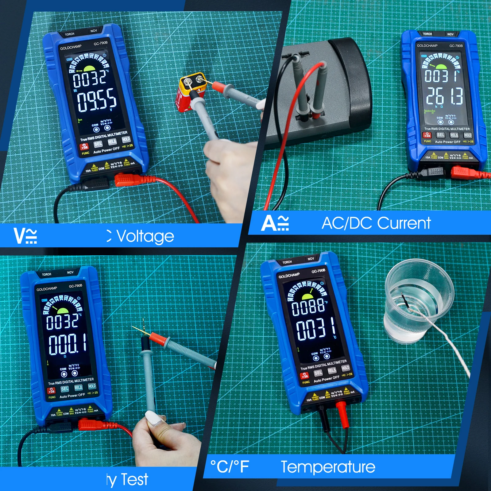 

Multimeter Tester 790B, Auto Range 6000 Counts Digital Multimeter, 600V AC/DC Voltage, 10A Current, 60MΩ Resistance,Capacitance