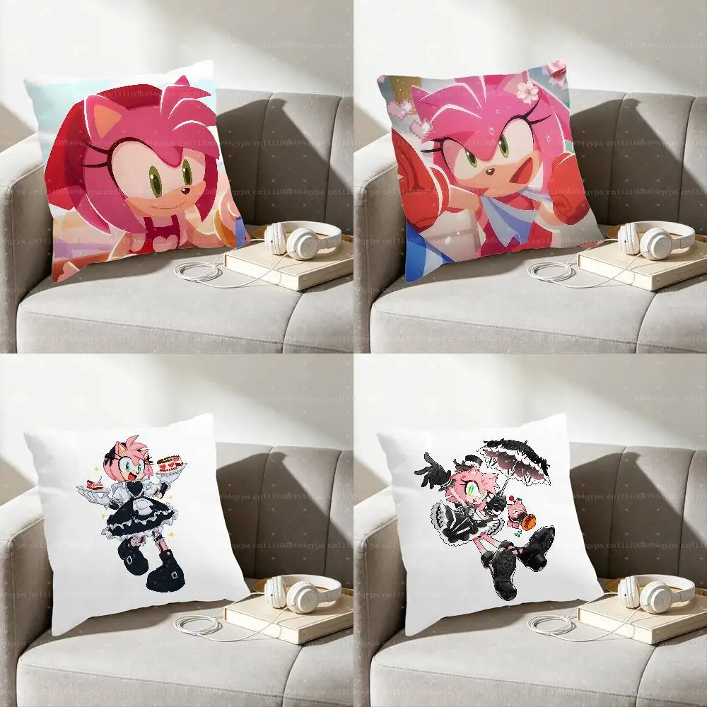 A-Amy Rose Hedgehog Pillow Case Cover Square for Decorative Cushion Bed Couch Sofa Classic Style Machine Washable