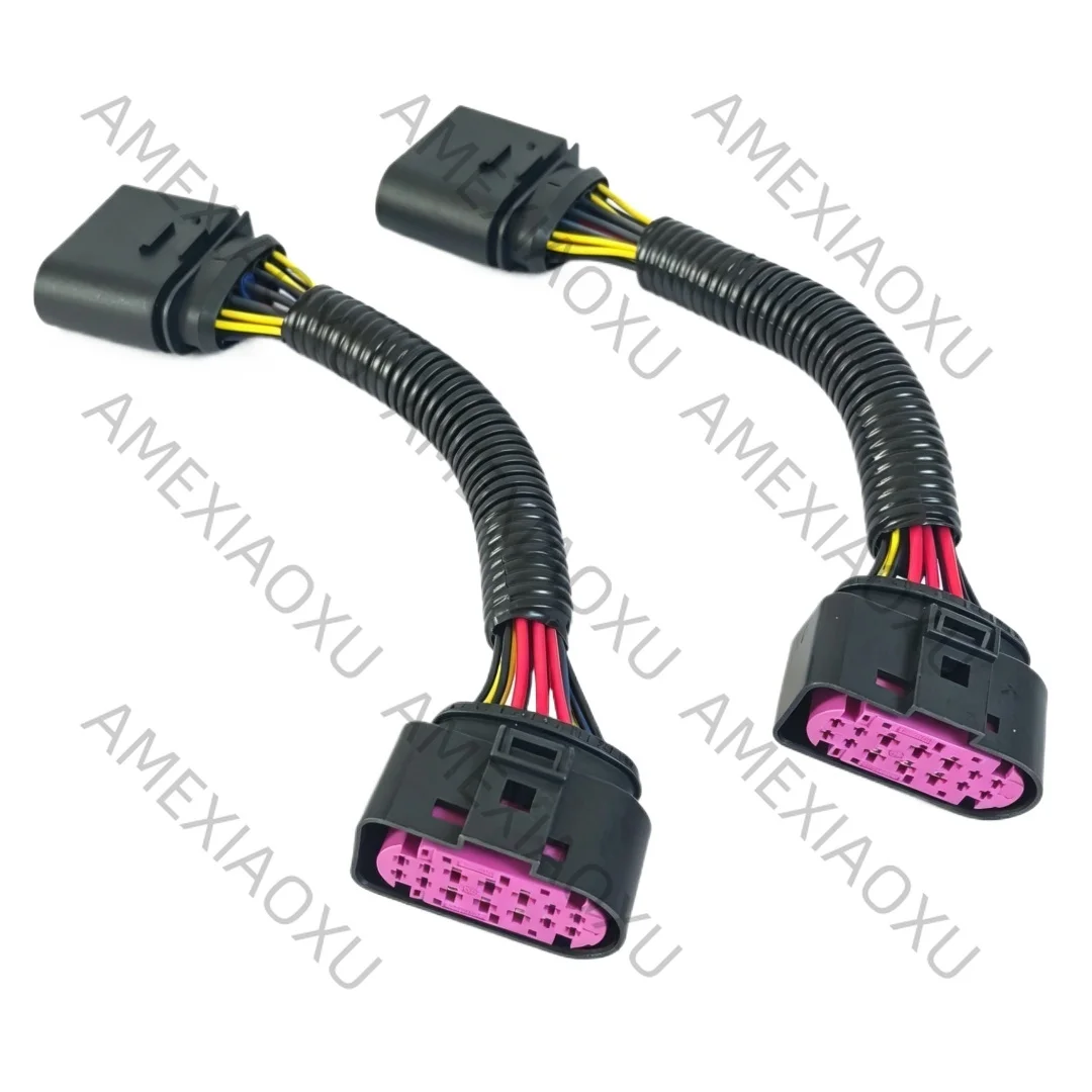 5Q0973837 2Pcs 14 pins Headlights Wiring Harness Connector Plug Adapter 1J0973737 1J0973837 3C0973837 For Audi VW Skoda Seat