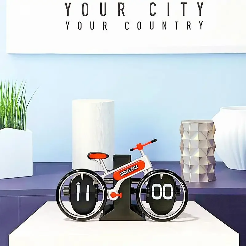 Bicycle Shaped Flip Automatic Page Turning Clock Desktop Personalized Decorative Gift Clock Creative Clock Children Room Clock