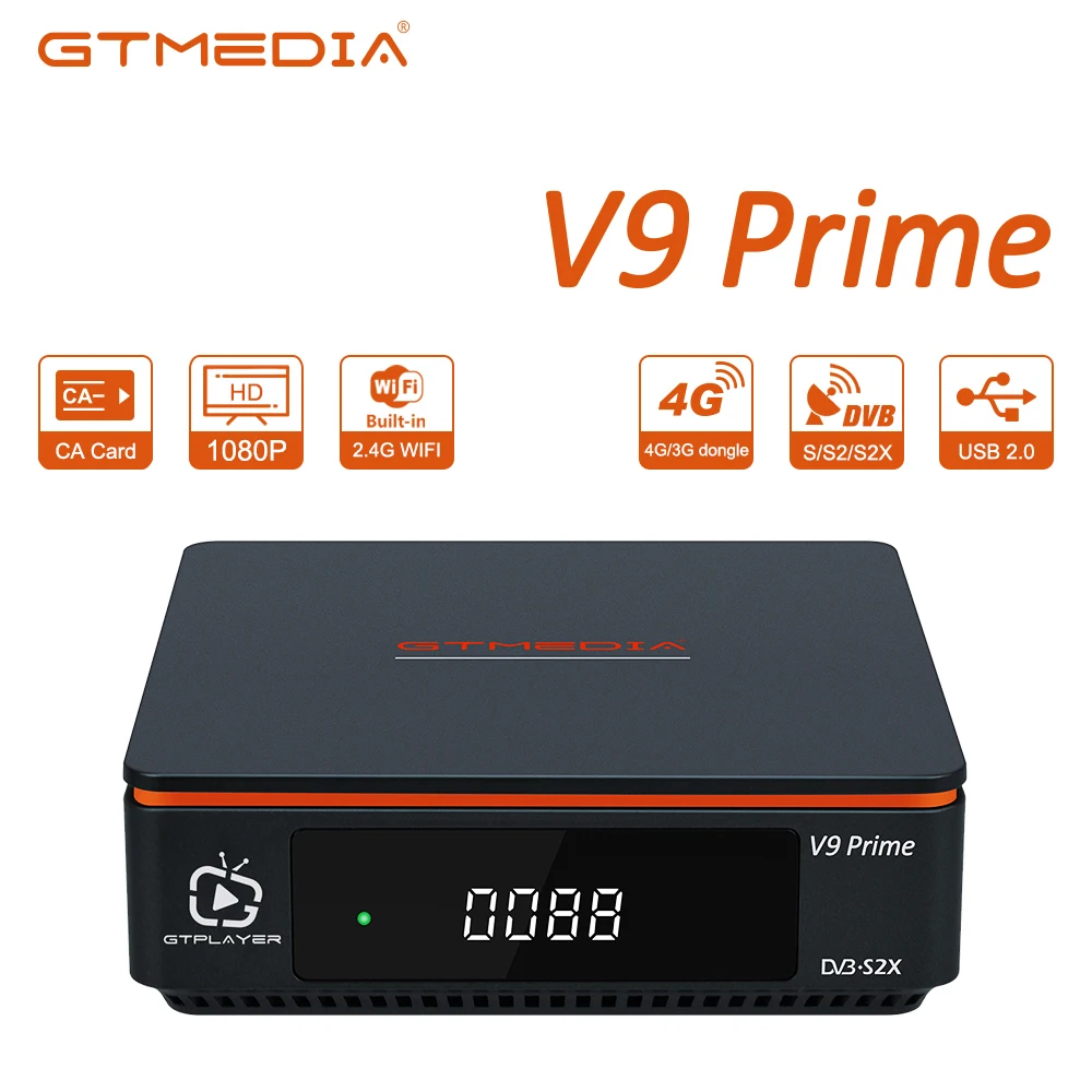 Satellite Receiver ทีวี GTmedia V9 Prime MARS ทีวีถอดรหัส DVB-S/S2/S2X H.265 Built-In WiFi 1080P Full HD V8X MarsSet กล่องด้านบน