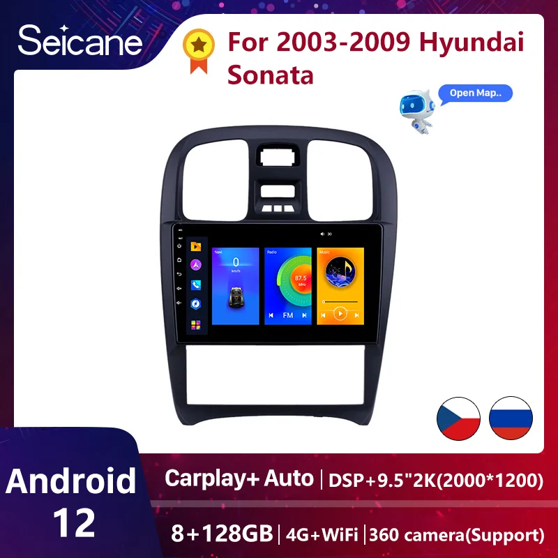 

Seicane 9 inch 2din Android 13 Car GPS radio Head Unit Player for Hyundai Sonata 2003 2004 2005-2009 support Carplay TPMS DVR