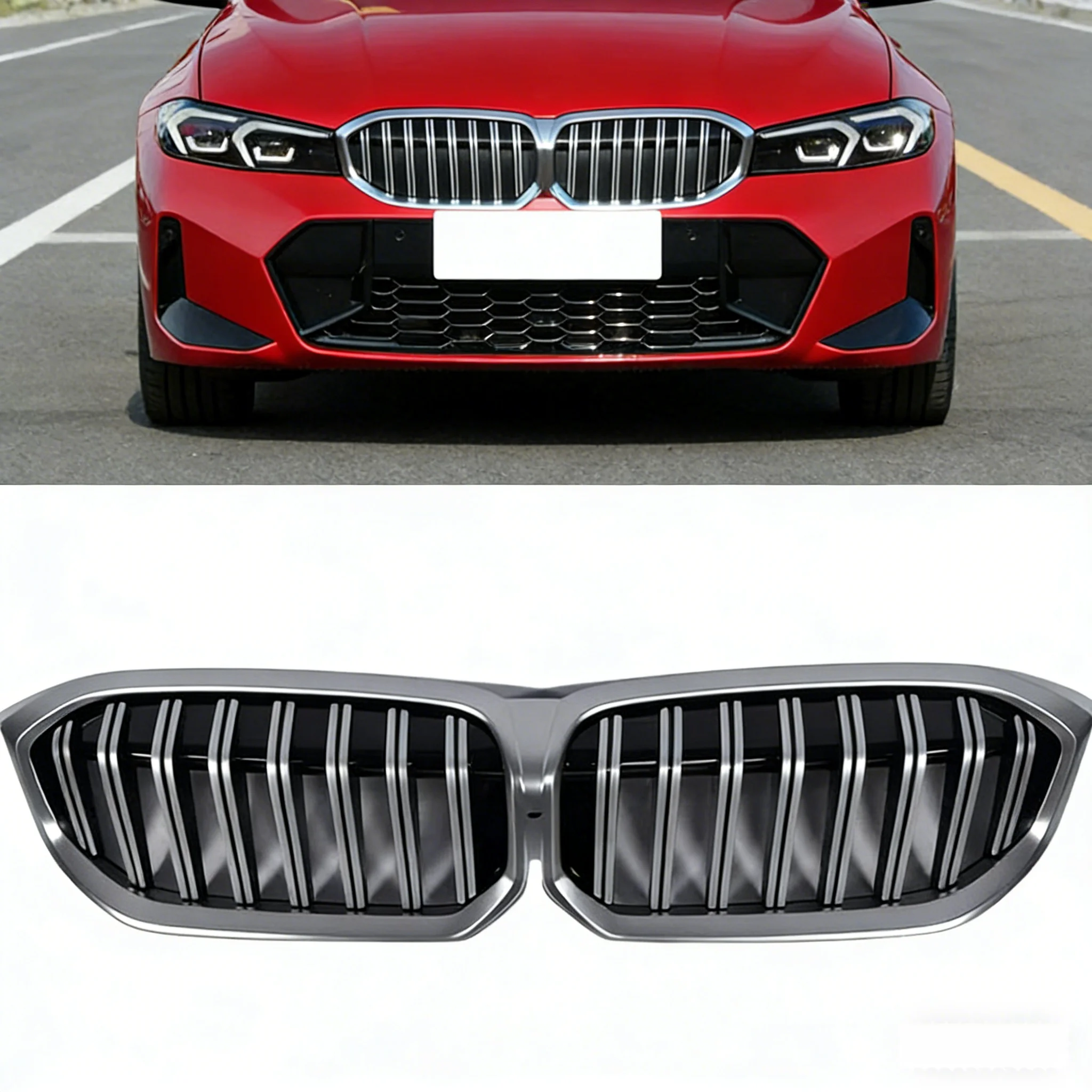 

51115A1BFA6 Chrome Front Bumper Grille Grill perforated For BMW 3 Series 320i 330i M340i LCI 2022-2023 X3 G20/G21/G28
