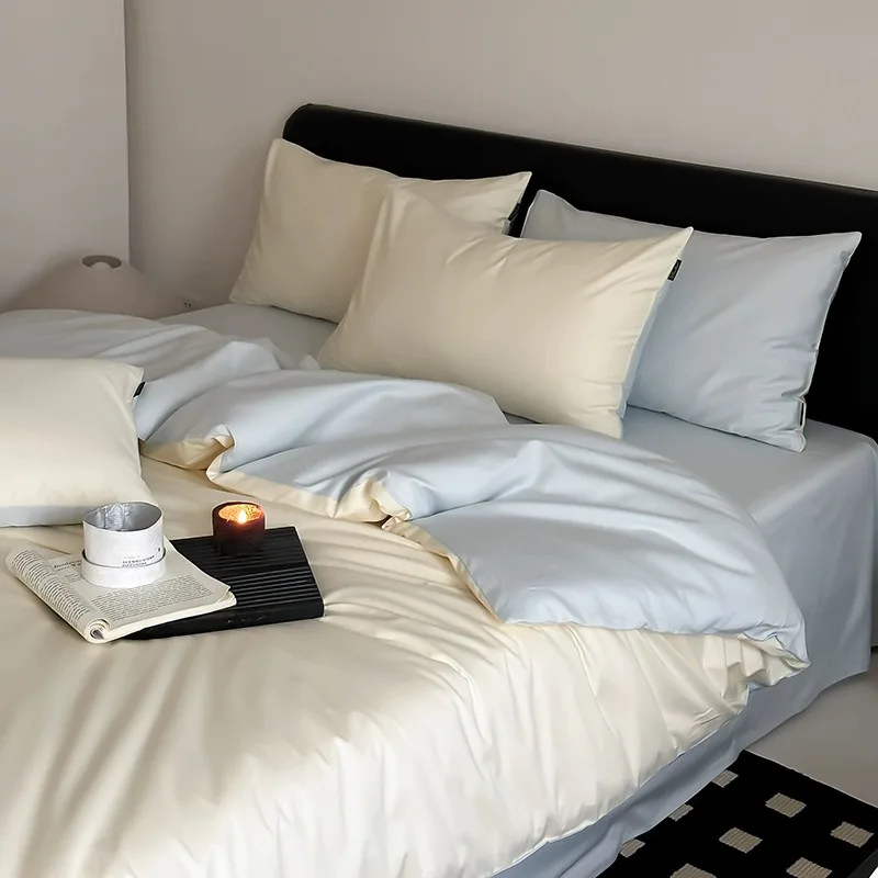 

Luxurious Nordic 100 Count Long Staple Cotton Four-Piece Bedding Set Printed Pattern Injecting Freshness Delicacy Your Bedroom