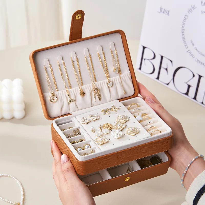 

Multi-Layer Jewelry Organizer Box - Compact Storage for Necklaces, Rings & Earrings, Travel-Friendly Display Case