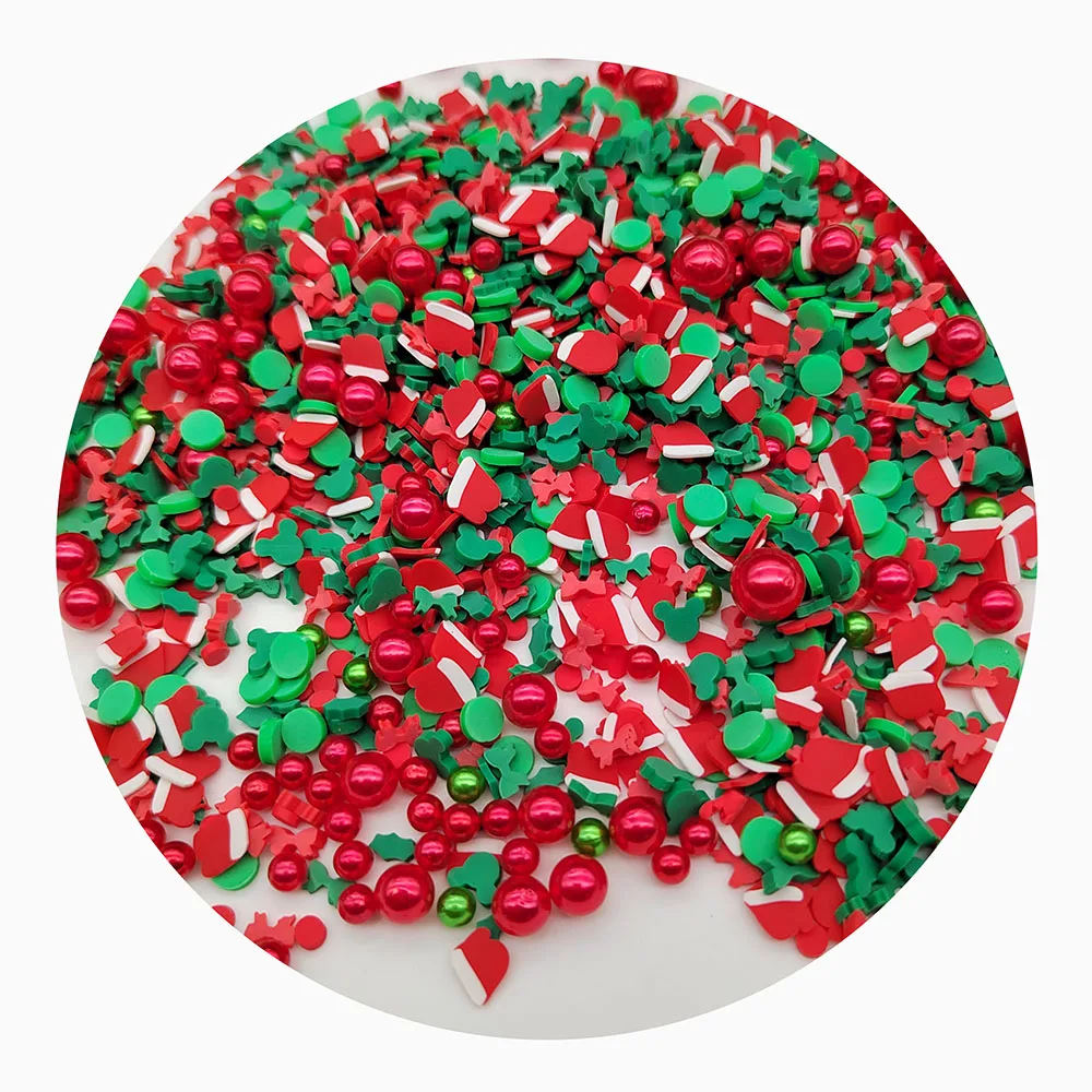 Mix Christmas Polymer Clay Slices Slime Sprinkle Xmas Acrylic Beads DIY Crafts Making Crystal Mud Filler Accessories