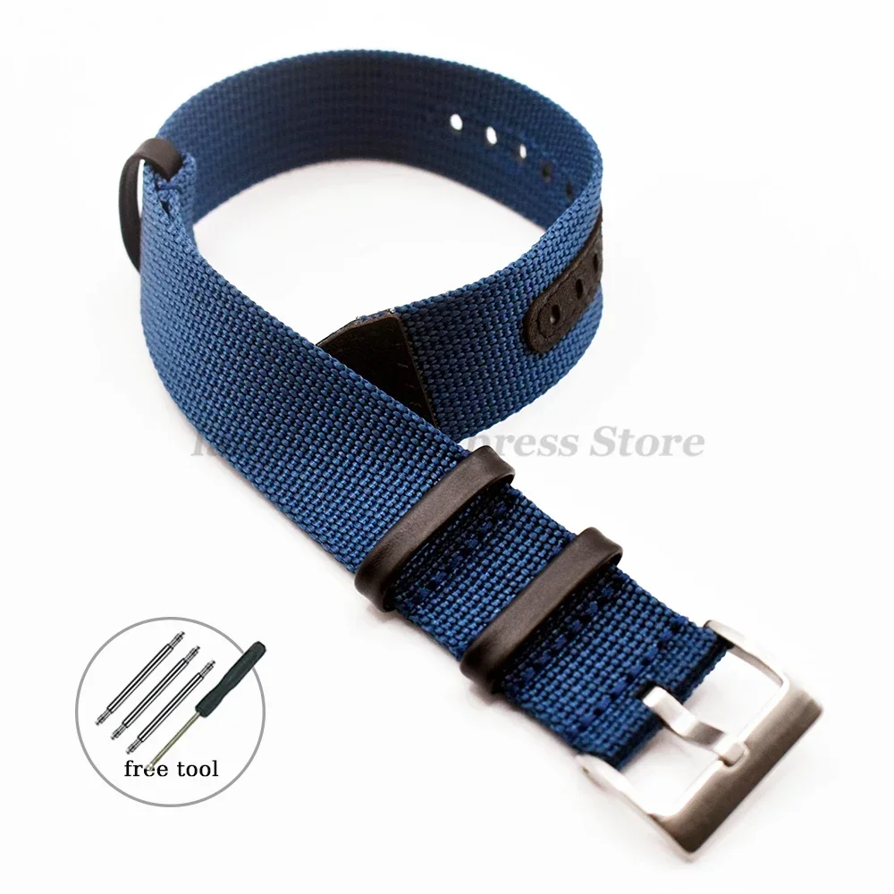 20mm 22mm Horloge Armband voor Seiko voor Rolex Canvas Nylon Patch Lederen Band Horlogeband voor Hamilton voor omega Vervanging Riemen
