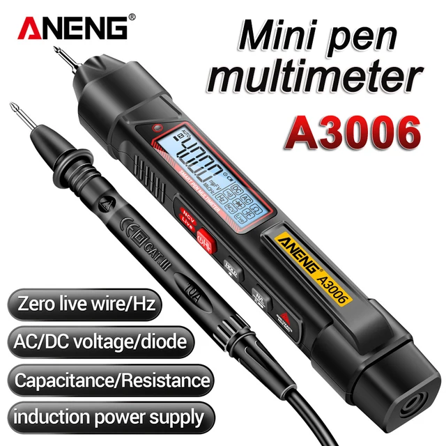 ANENG A3006 Mini multimetr typu piórkowego cyfrowy profesjonalny 4000 zliczeń napięcie AC/DC Ohm pojemność diody Hz miernik narzędzie