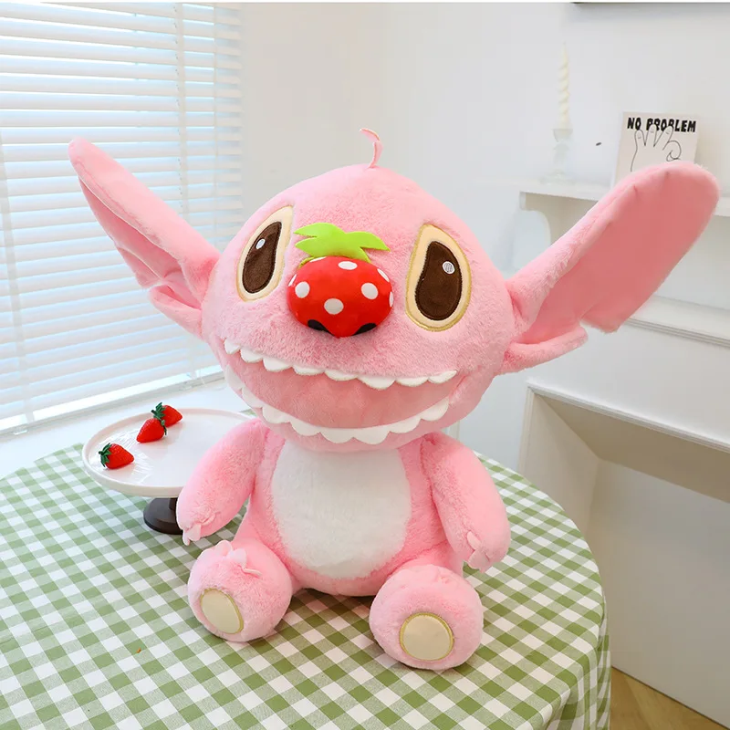 25-50cm Disney Strawberry Lilo and Stitch peluche Pink Anime Plushie Pillow Stich Dolls Soft farcito regalo di compleanno per bambini