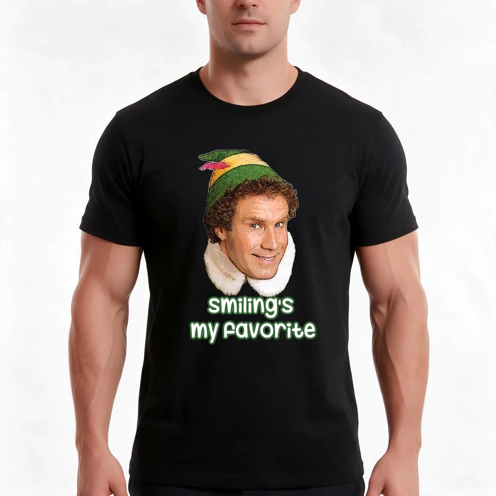 18 Smiling's my favorite Buddy The Elf Movie Will Ferrell T-Shirt, Summer Casual Cotton Tee, Oversized Streetwear Tops