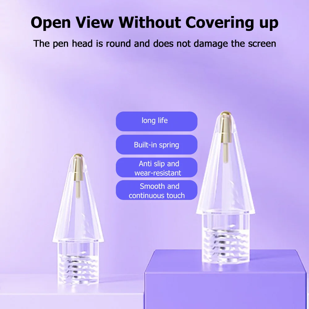 Spring Buffer Screw-in Replacement Nibs for Apple Pencil 1st & 2nd Gen Durable Transparent Visible Stylus Tips No Scratch Screen