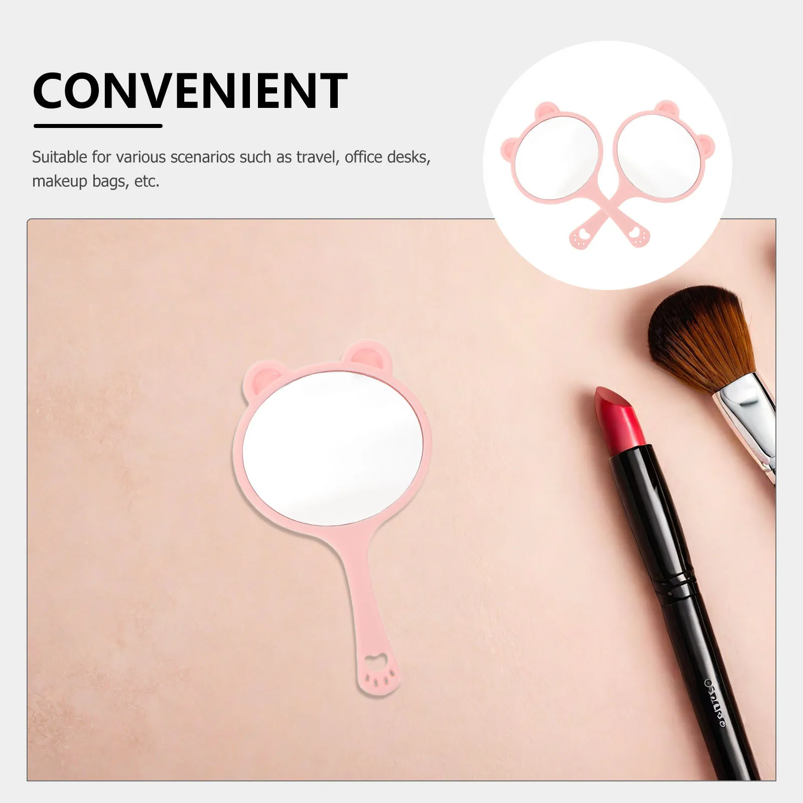 10pcs Cartoon Cat Head Cute Handheld Mirror For Women Mini Portable Makeup Mirror Travel School Home Office Grooming