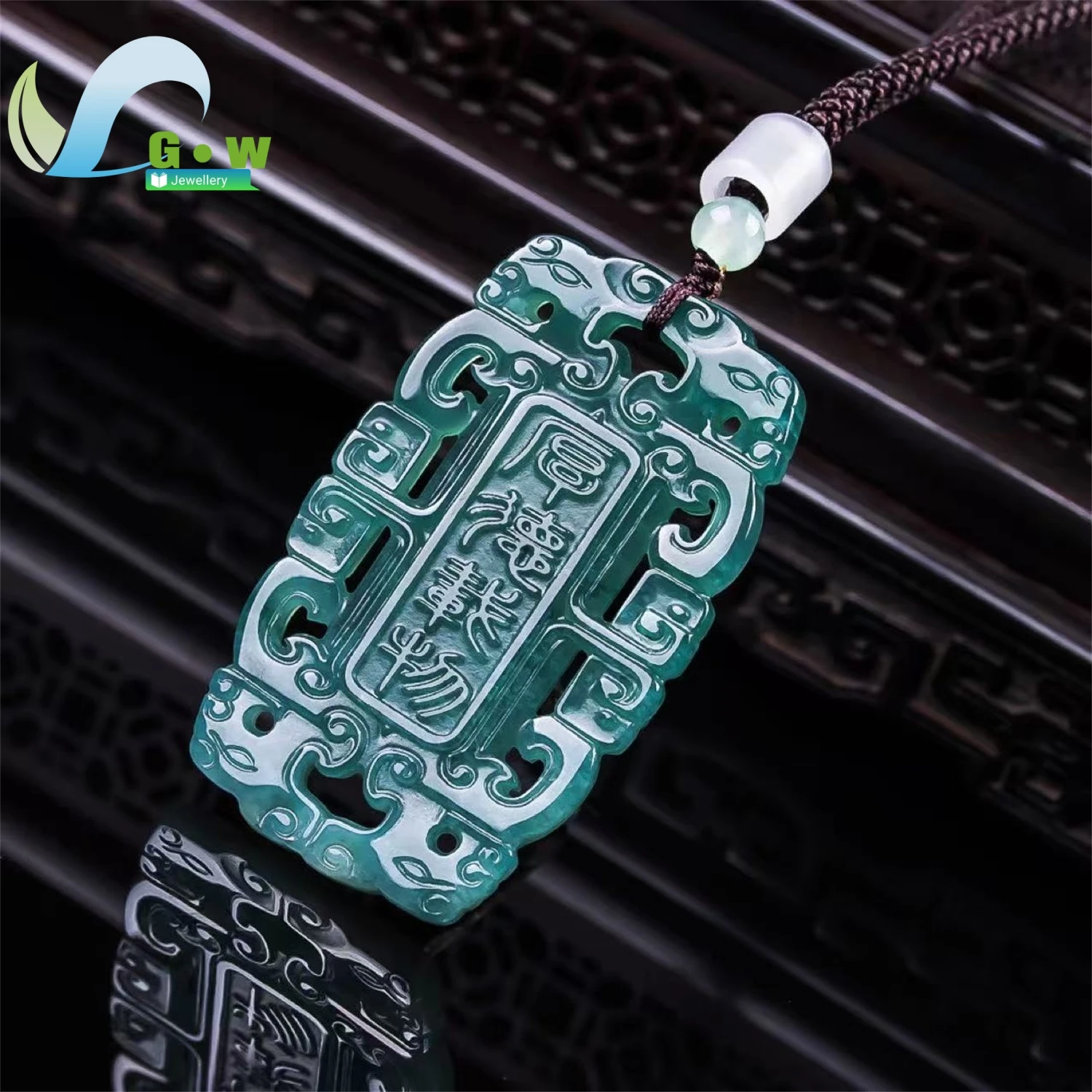 Natural Grade A Jadeite Ice Translucent Antique Peace Plaque Pendant Unisex Men Women Gemstone Necklace Jewelry Gift