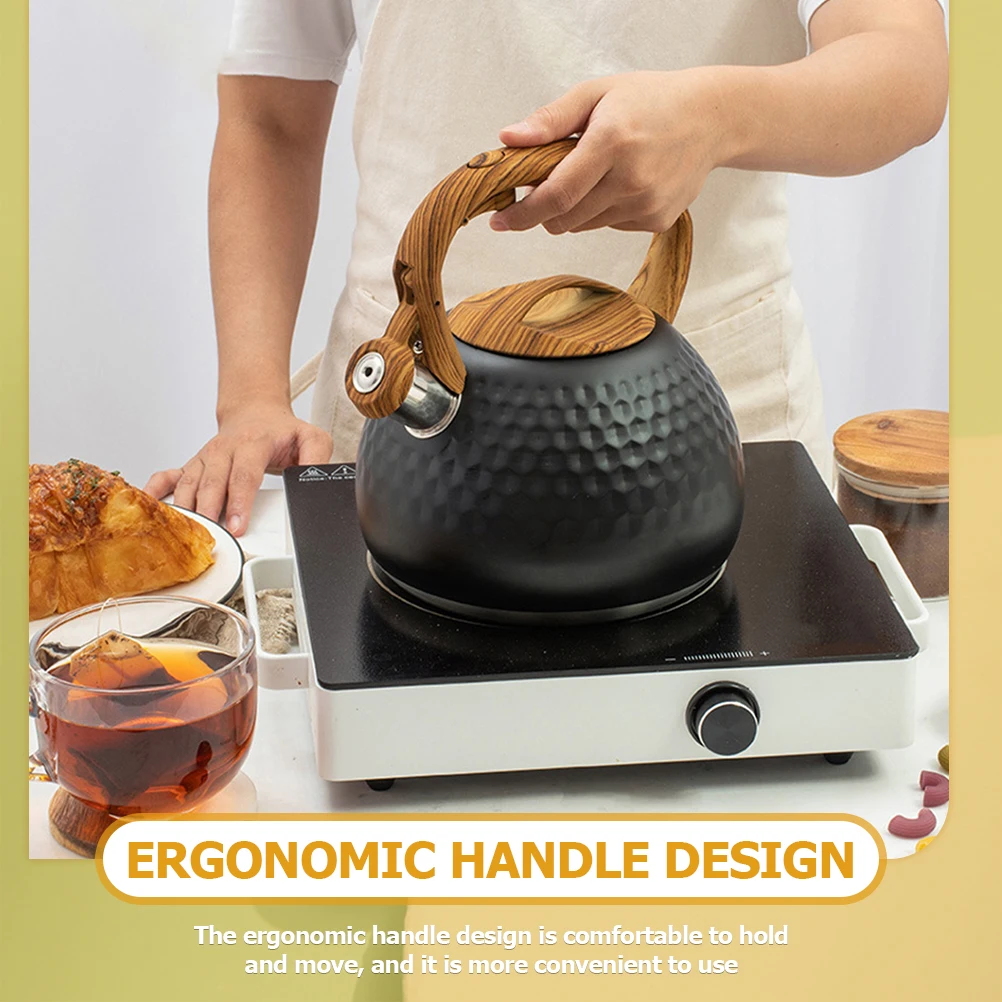 

Kettle 3L Black Hammered Stovetop Kettle Loud Whistle Stainless Steel H Ergonomic Design Suitable All Stoves
