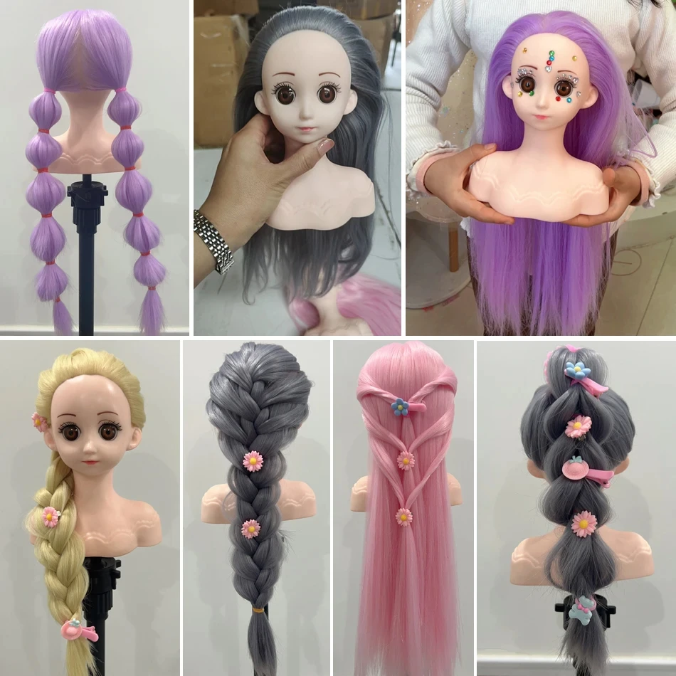 cuteplus wig head model straight hair practice hair braid makeup doll head simulation fake head model hair model head