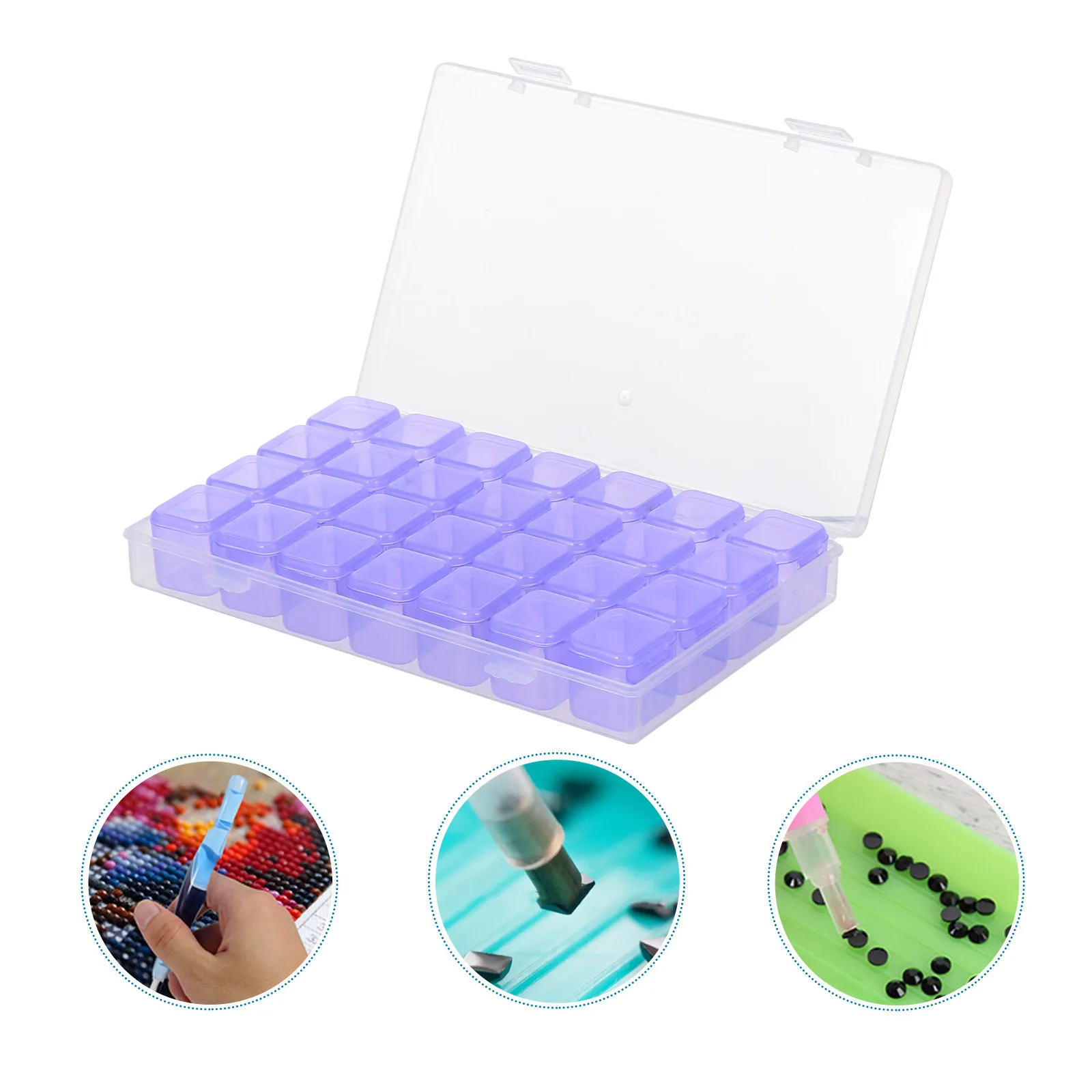 

4Pcs High-Quality Plastic Diamond Drill Storage Box 28 Compartments for Jewelry Cosmetics Beads Glitter Powder Nail Art