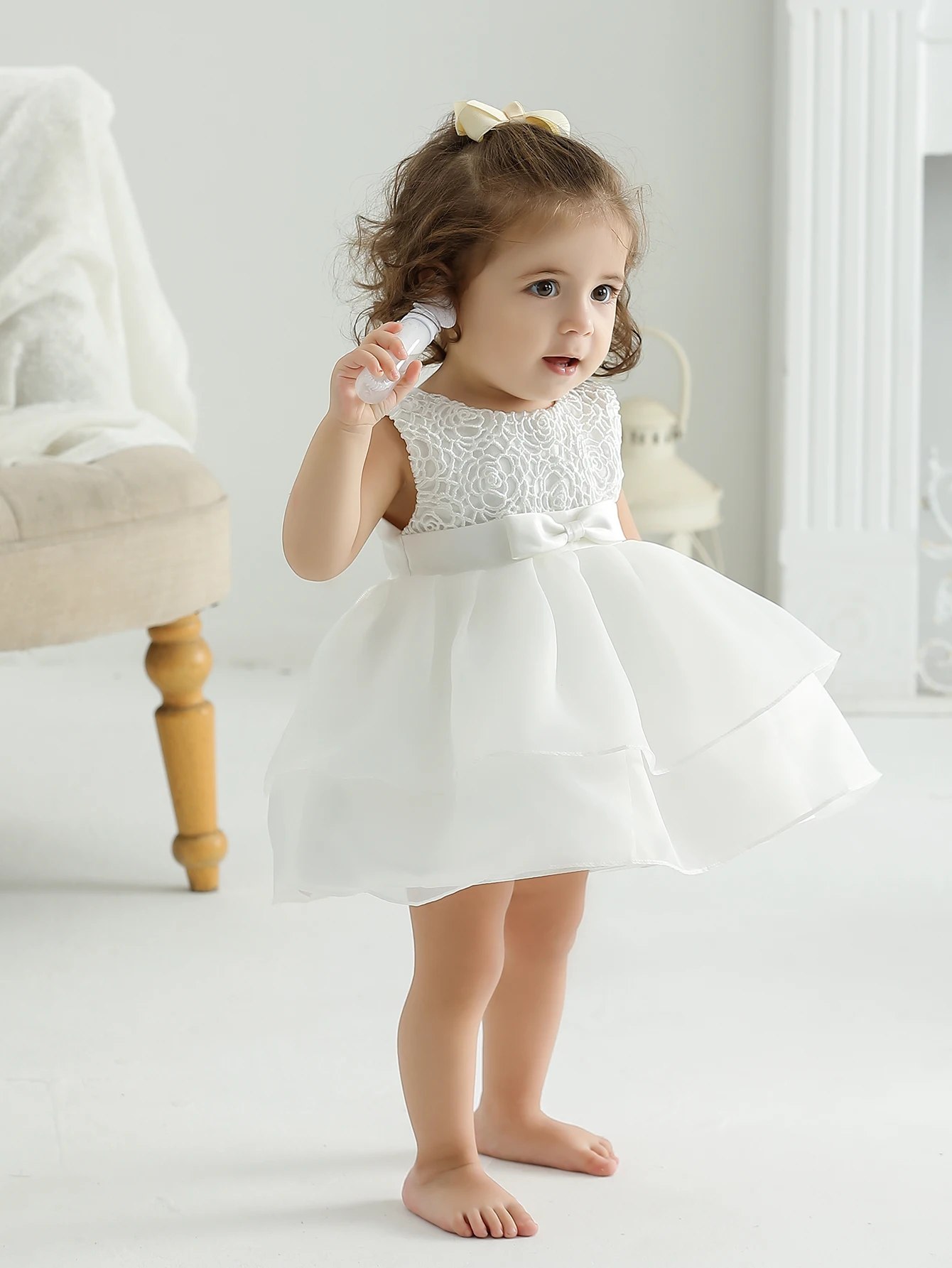 Baby Girls Dress Christening Baptism Party Formal Baby Dress Customer Design Communion Dress Gray Lace Weeding Party