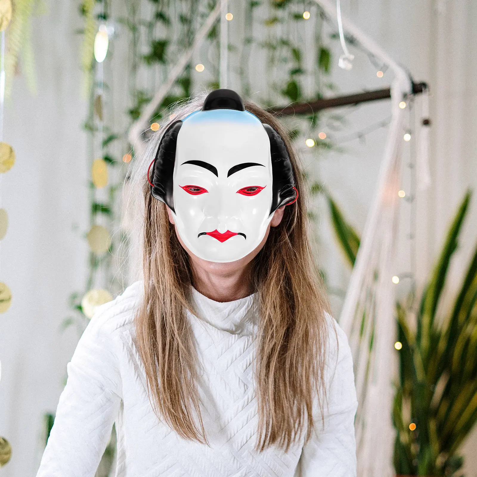 Japanese Cosplay Mask Traditional Drama Design Breathable Comfortable for Makeup Party Stage Performance Japanese Mask