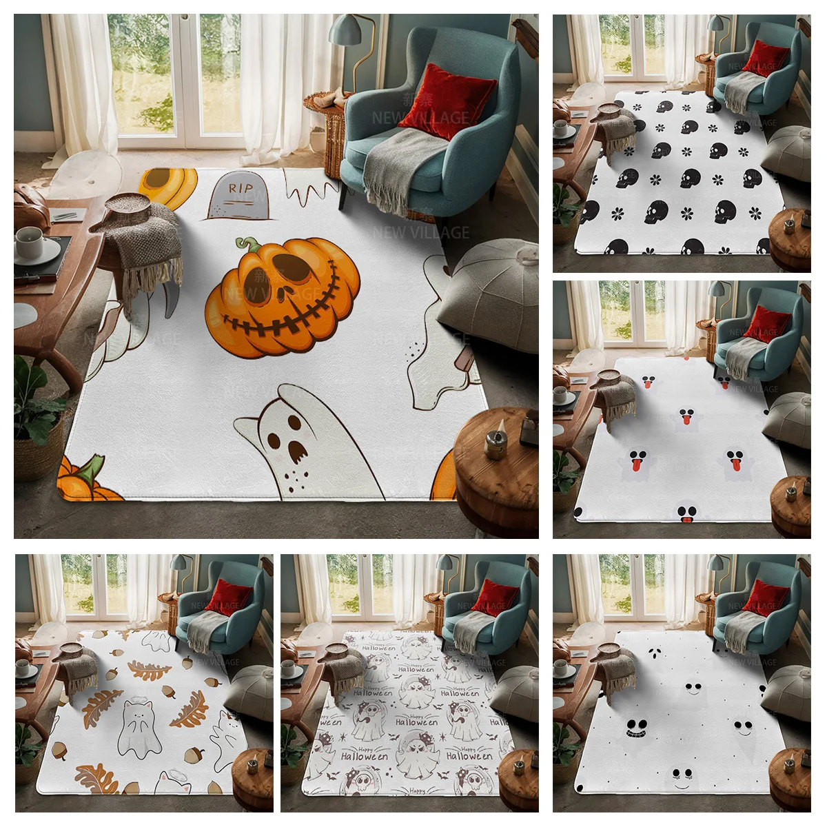 House entrance carpet Home door mat Living Room Bath Foot bathroom non-slip water absorption rugs bath Halloween Autumn Pumpkin