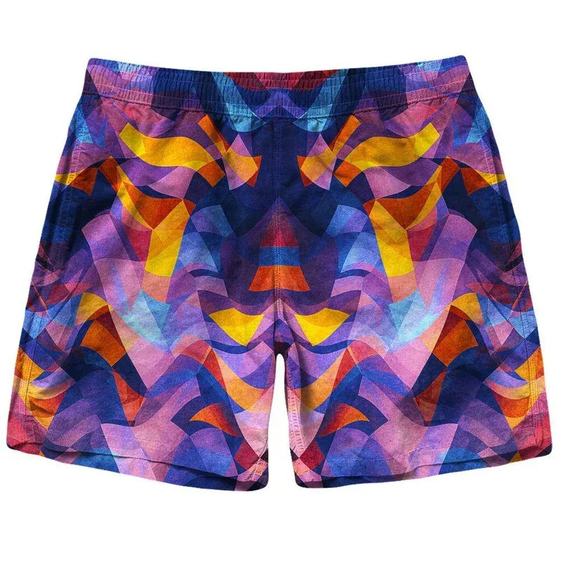 Psychedelic Graphic Board Shorts For Men Colorful Plant Bottle 3D Print Beach Shorts Summer Street Breathable Sports Swim Trunks