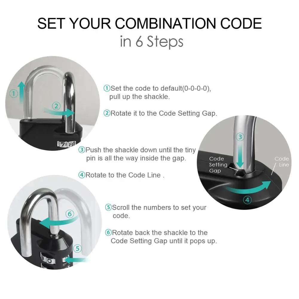 ORIA Combination Padlock 2PCS Password Locks 4 Digit Waterproof Outdoor Lock For Door Suitcase Bag Package Cabinet Locker Window